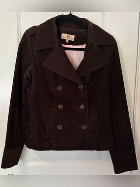VTG JUICY COUTURE women's dark brown corduroy double breasted jacket, M.